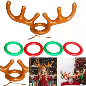 Надувная игра-метание колец из рогов оленя Надувная игра-метание колец из рогов оленя для детей и взрослых Семейные рождественские веселые игры коричневый