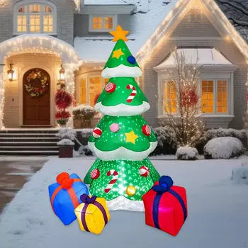 Надувная новогодняя елка со светящейся игрушкой для праздника на открытом воздухе