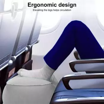 Надувная подставка для ног в самолете, регулируемая по высоте, износостойкая, супермягкая подставка для ног для путешествий, удлинитель кресла в самолете темно-серого