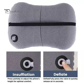 Надувная подушка для путешествий на открытом воздухе со съемным моющимся чехлом, эргономичная, сверхлегкая, для кемпинга, пешего туризма, поддержки шеи и поясницы, для сна серый
