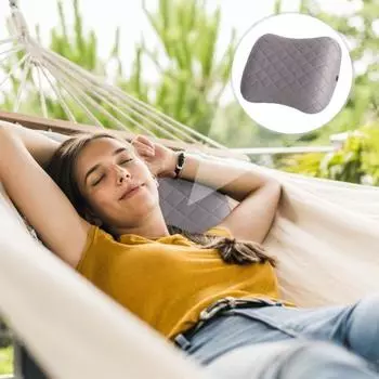 Надувная подушка для путешествий на открытом воздухе со съемным моющимся чехлом, эргономичная, сверхлегкая, для кемпинга, пешего туризма, поддержки шеи и поясницы, для сна серый