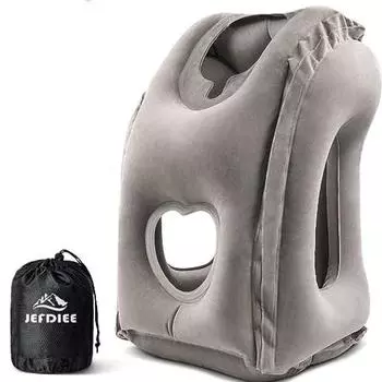 Надувная подушка для путешествий на воздушной подушке для самолета, офиса, отдыха для сна, шеи, головы, подбородка 30*35*50cm серый