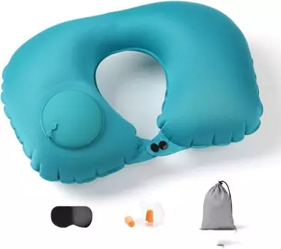Надувная подушка для путешествий TPU прессованная надувная U-образная подушка для путешествий на открытом воздухе портативная подушка для хранения подушка для шеи для путешествий Sambo чёрный