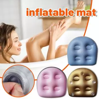 Надувная подушка для сиденья с гидромассажем, подушка для спины, подушка для спа с 4 присосками синий