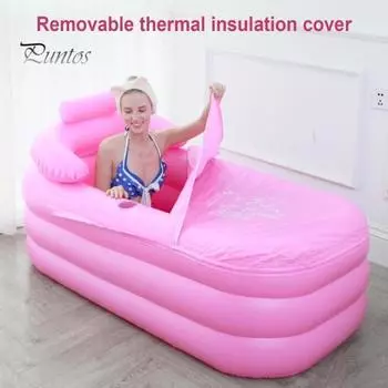 Надувная спа-ванна, портативная ванна для релаксации, складная ванна со спинкой, простая сборка, бассейн для купания для взрослых и детей 140cm синий