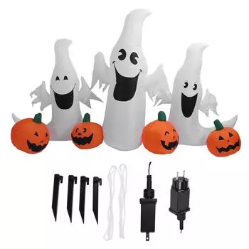 Надувная тыква-призрак 230 см, украшение со светодиодными лампами для наружного двора и газона US 100240V