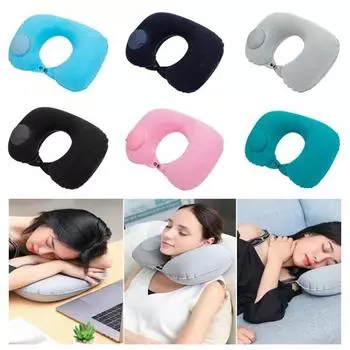 Надувная U-образная подушка Портативная регулируемая конструкция с двойной пряжкой Мягкая нажимная подушка для путешествий в дальних поездках в самолете Комфортная подушка для поддержки шеи при вождении