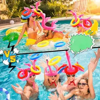 Надувное кольцо с фламинго, детская игрушка, надувной игровой реквизит, водное интерактивное метательное кольцо