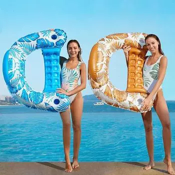 Надувное кресло для бассейна с подстаканником, эргономичный подголовник для бассейна, U-образное кресло для плавания из ПВХ для детей и взрослых синий