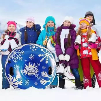 Надувное лыжное кольцо, прочное водонепроницаемое, быстрое надувание, удобное хранение, экологически чистые сани для снега для детей и взрослых синий