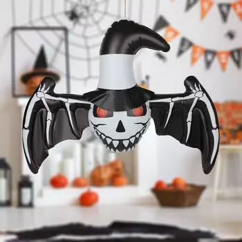 Надувное украшение на Хэллоуин Подвесной череп Крылья летучей мыши Ведьма