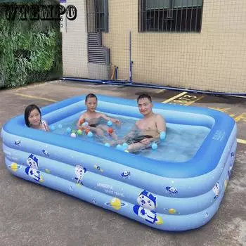 Надувной бассейн для детей, играющих в воде, ПВХ, семейный двор, утолщенная ванна, квадратный бассейн для плавания 180cm синий