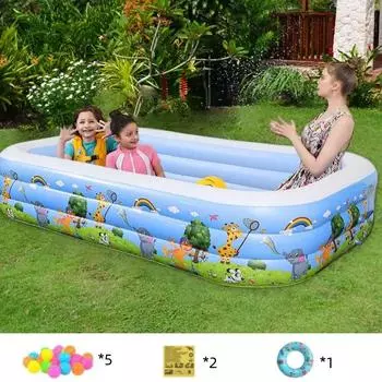 Надувной бассейн для детей, квадратный утолщенный бассейн, складной детский бассейн, компактный бассейн для семьи 120*90*33cm