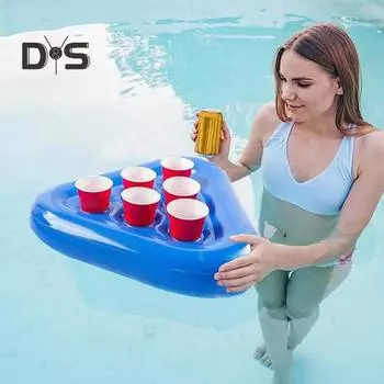 Надувной держатель для напитков, плавающий держатель для стакана в бассейне с 6 отверстиями, ПВХ, поплавковый поддон для питья, летний аксессуар для гидромассажной ванны для пивных бутылок, напитков B
