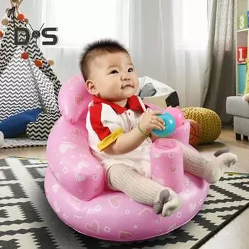 Надувной детский стульчик, герметичное сиденье с сердечным принтом для младенцев, поддерживающее сиденье для путешествий, детская ванночка, стульчик для кормления, безопасное напольное сиденье для маленьких детей синий