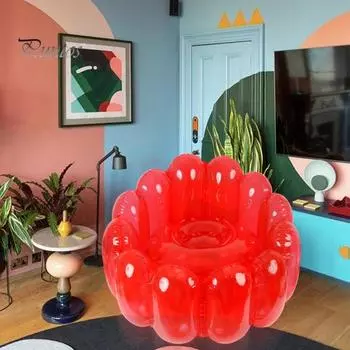 Надувной диван-кресло из прозрачного ПВХ с защитой от протечек, грузоподъемностью 250 фунтов, портативный для использования в помещении, гостиной, спальне, на открытом воздухе, надувной диван красный