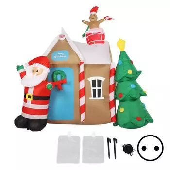 Надувной домик для рождественской елки, светодиодный светящийся домик, надувная модель для сада, украшение, вилка ЕС