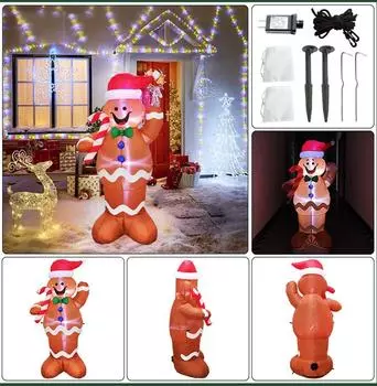 Надувной двор открытый освещенный декор декор пряники на Рождество