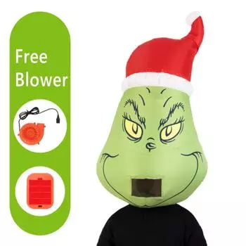 Надувной головной убор, принадлежности для рождественской вечеринки, надувной реквизит с вентилятором и аккумуляторным ящиком One Size зелёный