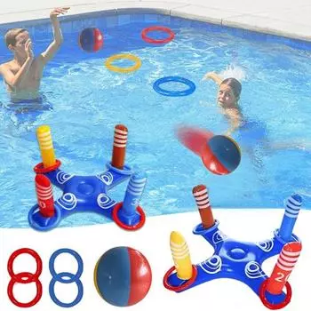 Надувной игровой набор для метания колец, игрушки для бассейна, игры для детей и взрослых, плавающие игры для метания колец, летняя водная игра, игрушка для пляжа и двора Sets