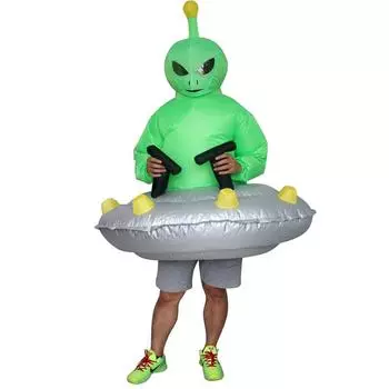 Надувной костюм инопланетянина «Летающая тарелка», для взрослых One size (150-190cm) зелёный