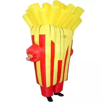 Надувной костюм «Картошка фри», для взрослых 150-190cm жёлтый