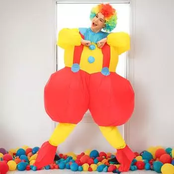 Надувной костюм клоуна с большой задницей, для взрослых One size (150-190cm) жёлтый