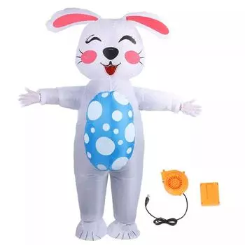 Надувной костюм пасхального кролика, для взрослых One size (150-190cm) белый