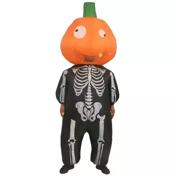 Надувной костюм ребер с головой тыквы, взрослый 150-190cm оранжевый