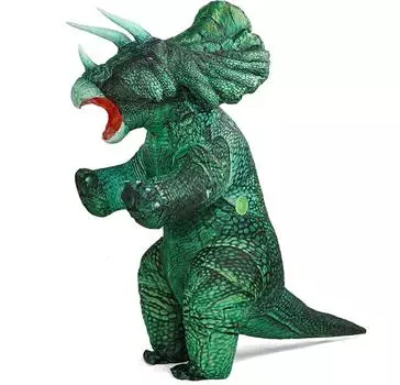 Надувной костюм трицератопса Green Monster, для взрослых One size, 150-190cm зелёный