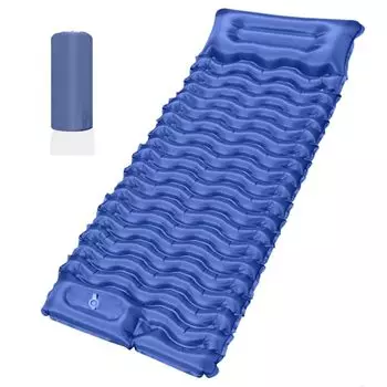 Надувной коврик для кемпинга, надувной матрас, длина 200 см, ширина 70 см, надувной коврик для палатки, коврик для сна в машине, аварийный коврик с подушкой, походное снаряжение, толстый синий