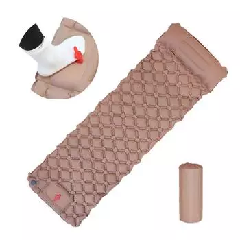 Надувной коврик для сна на открытом воздухе, надувной матрас для кемпинга, встроенный насос, сверхлегкий дорожный коврик на воздушной подушке с подголовником для путешествий, пешего туризма синий