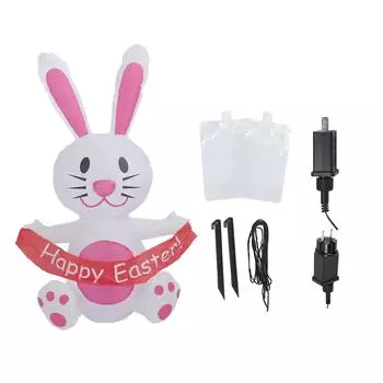 Надувной кролик 210T полиэфирное волокно 4 фута милый IP44 водонепроницаемый светодиод с нагнетателем водонепроницаемый надувной EU Plug 220?240V