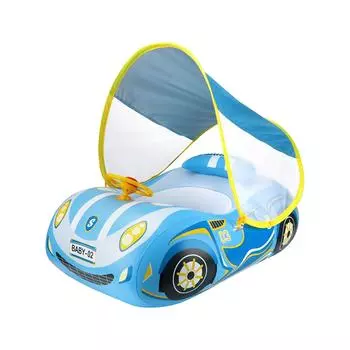 Надувной круг для автокресла, детский круг для плавания, с солнцезащитным козырьком, круг для сиденья с рогом, 1 шт., детские игрушки для бассейна One Size синий