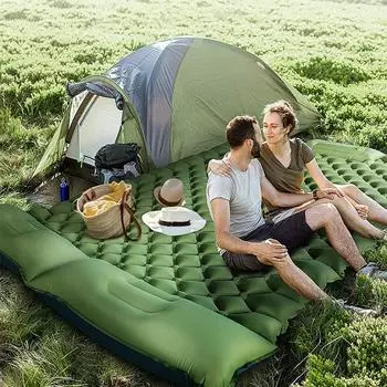 Надувной матрас для кемпинга на открытом воздухе, портативный сверхлегкий двойной складной коврик для пикника, надувной матрас, спальный коврик 195*120*8cm