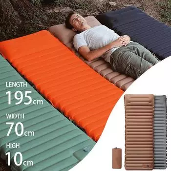 Надувной матрас для кемпинга с подголовником, большой спальный коврик для отдыха на открытом воздухе, встроенный насос, сверхлегкий надувной матрас, подходит для