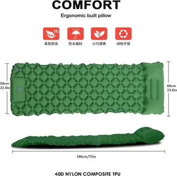 Надувной матрас для кемпинга с подушками, кровать для кемпинга на открытом воздухе, сверхлегкий складной туристический надувной коврик, самонадувающиеся коврики