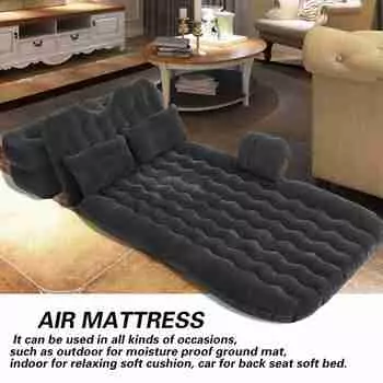 Надувной матрас для кровати для дома и улицы, кемпинга, путешествий, автомобиля, заднего сиденья, надувные кровати, подушки(Бежевый / черный)