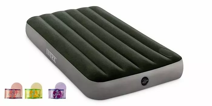 Надувной матрас INTEX Downy AIRBED DOWNY 99 x 191 x 25 см 64761 Одинарный ножной насос В комплект входят успокаивающие лечебные пенящиеся соли для ванн DURA-BEAM Встроенный