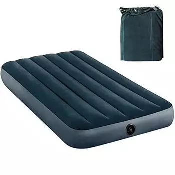 Надувной матрас, односпальная кровать, простой коврик, кровать для улицы, примерно 191 x 99 x 25 см, грузоподъемность 300 кг, водонепроницаемость тёмно-синий