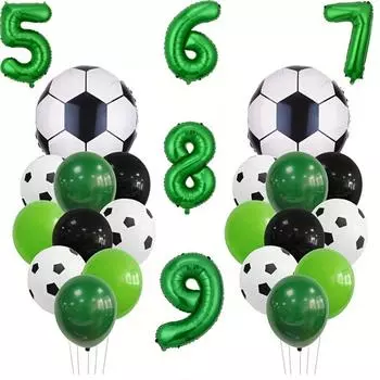 Надувной набор воздушных шаров с футбольной тематикой, алюминиевая фольга, воздушные шары с цифрами в виде футбола, домашний декор 5