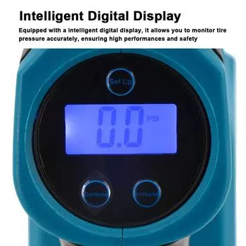 Надувной насос с литиевой батареей, беспроводной электрический воздушный насос, интеллектуальный автомобильный насос для шин, портативный цифровой синий