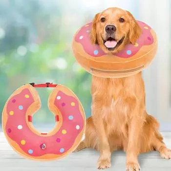 Надувной ошейник для домашних животных, регулируемый ошейник для собак после операции, восстановление, ошейник-пончик, против укусов, против вылизывания, мягкий конус для домашних животных, для швов, ран, сыпи S небесно-голубой