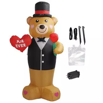 Надувной плюшевый медведь 210T полиэфирное волокно 185 см IP44 водонепроницаемый со светодиодным мощным нагнетателем воздуха