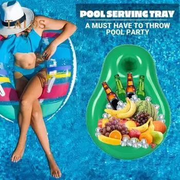 Надувной поднос для напитков в бассейне, плавающий держатель для напитков, поднос для сервировки, прохладный держатель для напитков со льдом для летних аксессуаров для вечеринок у бассейна на пляже E