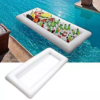 Надувной поднос для салата Водонепроницаемый складной большой емкости Экологичный многоразовый ПВХ Надувной поднос для салата со льдом Контейнер для еды и напитков Праздничные принадлежности белый