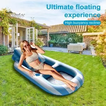 Надувной поплавок для бассейна со спинкой, подстаканник, износостойкий, очень большой, толстый, поплавок для бассейна из ПВХ для взрослых синий
