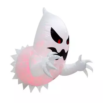 Надувной призрак со встроенными светодиодами взорвался, летающий призрак вырвался из окна на Хэллоуин во дворе Ga