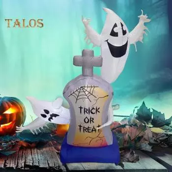 Надувной реквизит на Хэллоуин со светодиодной подсветкой, надувной надгробный камень с привидением, пиратские фигурки для украшения двора, сада, газона, вечеринки US Plug B