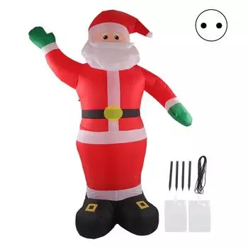 Надувной Санта-Клаус, водонепроницаемый, встроенный светодиодный, рождественский, наружный декор с зелеными руками для газона